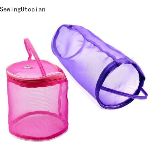 Portable Knitting Yarn Storage Bag Case with Zipper Closure Yarn Mesh Bag Sewing Tools Yarn Crochet Thread Storage Case