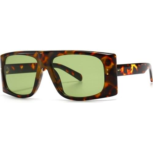Veshion Retro Sunglasses Women Square Uv400 Brown Green Male Sun Glasses Oversized Female Flat Top Summer Style Big Frame
