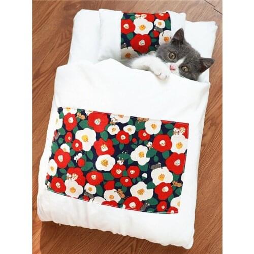 Japanese and wind sleeping bag cat sleeping bag pet dogs nest closed detachable washable cat quilt warm in winter