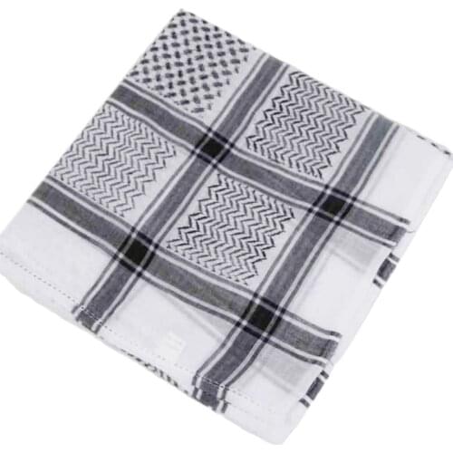 066F Muslim Men Plaid Headscarf Arab Shemagh Dubai Turban Cap Neck Wrap Headcover
