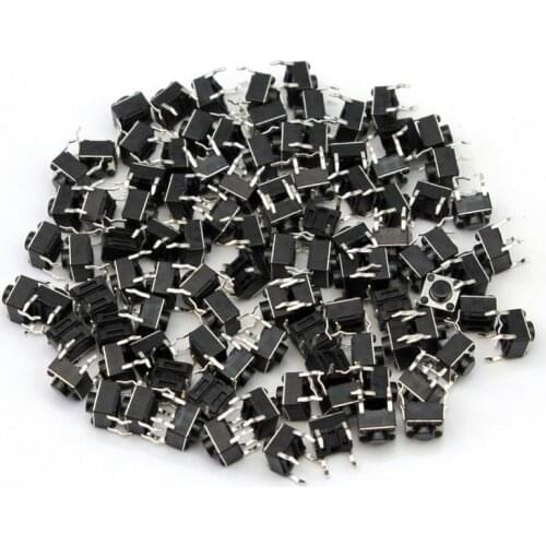 100pcs/lot Mini Micro Momentary Tactile Push Button Switch 6*6*5mm 4 pin ON/OFF keys button DIP 6x6x5mm