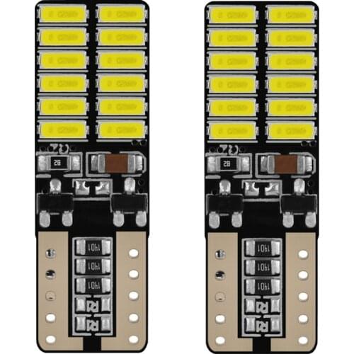 10X T10 LED Bulb Canbus 5W5 Car W5W LED Signal Light 12V 6000K Auto Wedge Side interior Dome Reading Lamps 4014 24SMD White Red