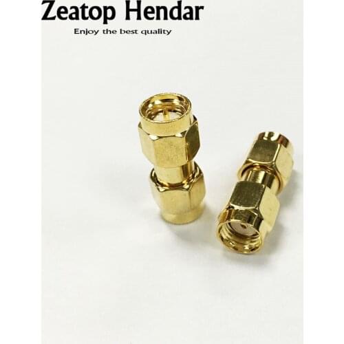 5Pcs Copper Gold SMA-JJ Type SMA Male to RP-SMA Male Plug in Series RF Connector Adapter Coupler Straight Type