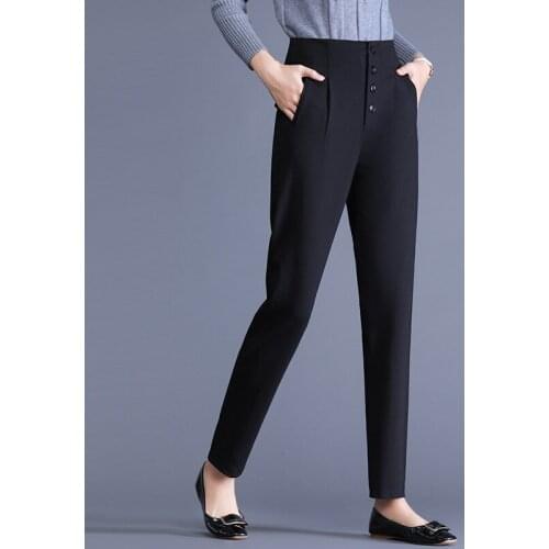 ACRMRAC Women pants Spring and autumn Slim Solid color High waist Harem pants Full Length Pants Women DC2341