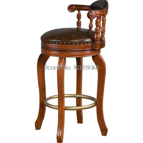 American Bar Chair Solid Wood High Stool Modern Simple Bar Chair Rotary Bar Chair European Bar Chair Bar