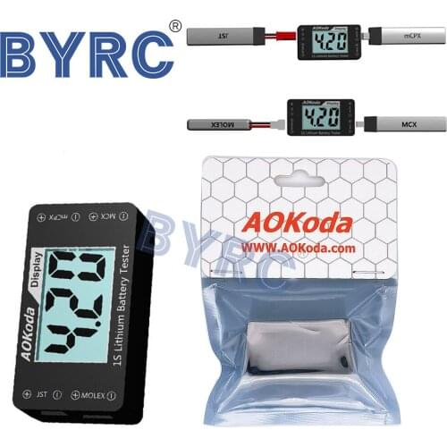 AOKoda AOK-041 1S Lithium Battery Tester Indicator for Checker For JST MOLEX mCPX MCX Plug Connector Battery Voltage