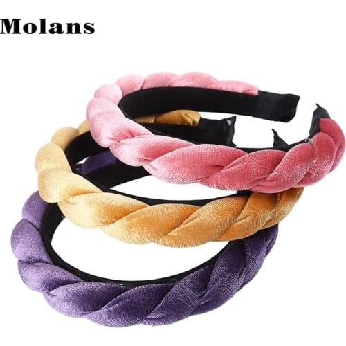 MOLANS Velvet Twist Solid Headband For Women Fall Hair Accessories Headwear Girls Head Hoop Bezel Hair Bands Headdress