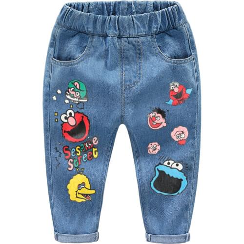 2021 Kids Harem Pant Fashion Girls Jeans Children Boys Trousers Cartoon Print Denim Pants Baby Jean Infant Clothing