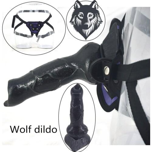 FAAK Strapon Dildo Animal Wolf Dildo Removable Sex Toys for Women Strap on Penis Harness Dick Dog Penis Vagina Stimulate Toy