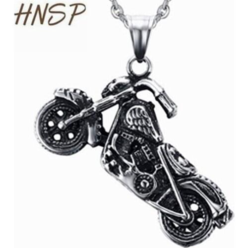 HNSP Punk motorcycle pendant necklace for men male Biker jewelry Boy Gift