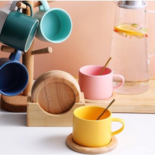 220ml Simple Solid Color Ceramic Coffee Cup Milk Latte Cup Cute Tumbler Drinking Cup Simple Creative Gift Ceramic Cup