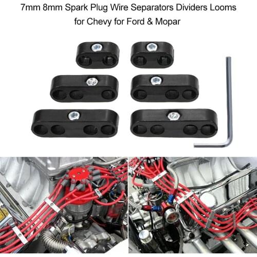 KKMOON Black/Sliver Professional 7mm 8mm Spark Plug Wire Separators Dividers Looms for Chevy for Ford & Mopar