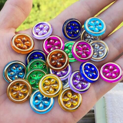20PCS 18mm AB Resin Round Flowers Rhinestone Flatback stones crystals For Clothing Craft -HZ24