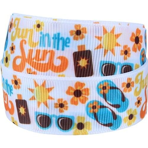 FLRA Ribbon Summer holiday series slipper and sunglasses printed cheer ribbon