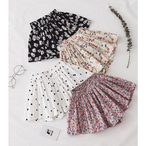 Summer Skirts For Girl 2021 New Baby Cute Floral Print Cotton Skirt Childrens Fashion Pleated Skirt Pants For Girl Kids Clothes