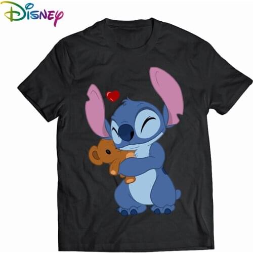 Lilo & Stitch Printing T Shirt Summer Women Short Sleeve Leisure Top Tee Casual Ladies Female T-shirts Plus Size Woman Clothing