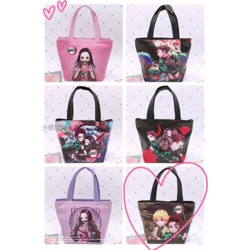 LISM Kimetsu no Yaiba 6Style Fashion Portable Lunch Bags Cartoon Picnic Bag Food Box Storage keep warm Women Girls
