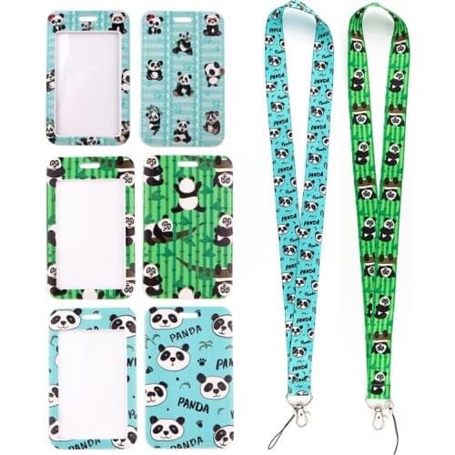MD923 DMLSKY Cartoon Panda Print Lanyard for Neck Strap lanyard Card ID Holder Gym Key Chain Key Badge Holder DIY Hang Rope