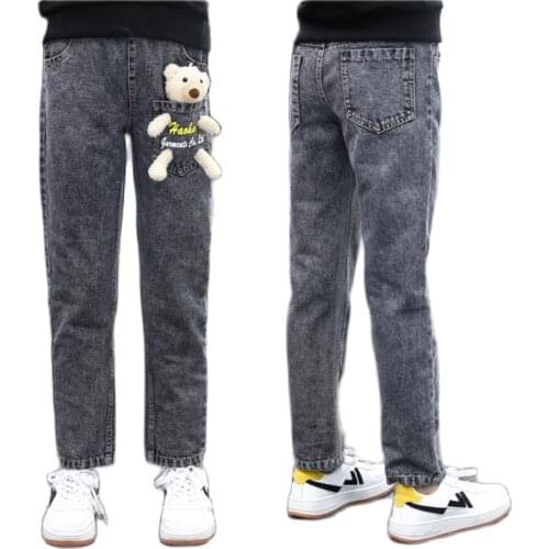 3-16Years Baby Girls Cute Cartoon Bear Jeans Pant Toddler Kids Children Spring Autumn Casual Denim Trousers Teenage Girl Legging