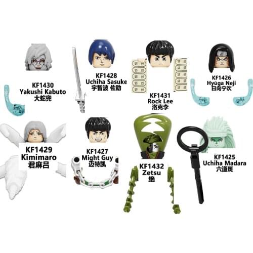8pcs KF6126 Narutoed Uchiha Madara Hyuga Neji Might Guy Sasuke Mini Figure Bricks Building Blocks Assembled Educational Toys