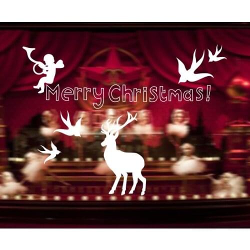 Fashion Deer Vinyl Decals Shop Window Christmas Decor Snow Wall Stickers Kids Room Decoration Festival Gifts
