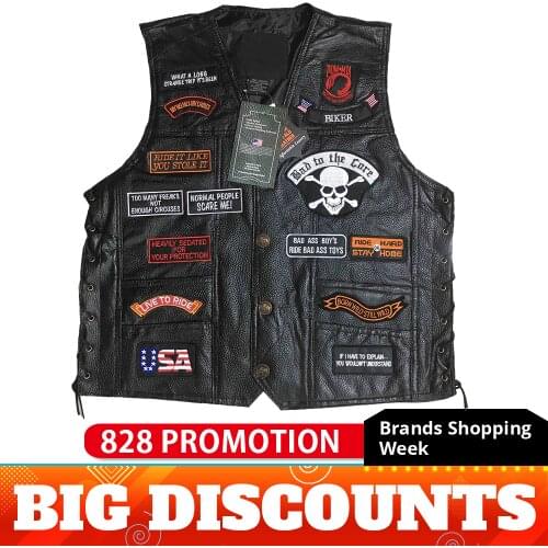 Moto Vest Mens Motorcycle Jacket Biker Retro Genuine Sheepskin Leather Jacket Motorcycle Chaqueta Moto Veste Jaqueta Motoqueiro