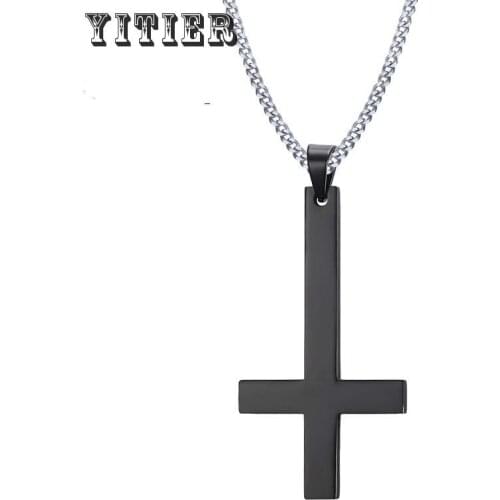 1pcs Male black men in st Peter wear a stainless steel necklace with a cross pendant Trendy Men