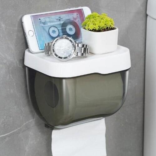 New Bathroom Toilet Paper towel Holder Wall Mount Plastic WC Toilet Paper Holder with Storage Shelf Rack Paper Storage Box