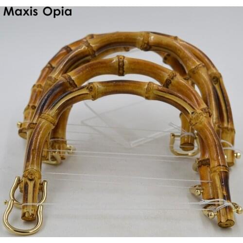 One Pairs 18X14 CM With Fastern Bamboo Obag Handle Purse Frame Bag Hanger Wholesale Bamboo Parts For Handbag Bamboo Bag Handle