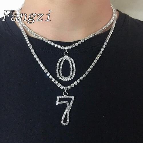 Sexy Arabic number 0-9 Necklace simple crystal necklace shiny Rhinestone womens statement luxury Necklace Jewelry