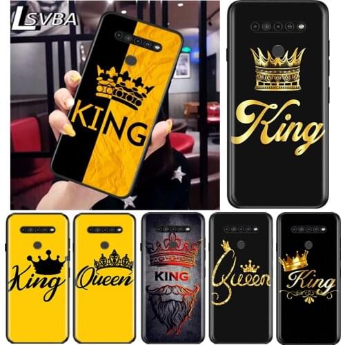 King Queen Couples for LG G8 G8S G8X V30 V35 V40 V50 V60 ThinQ Q60 K40 K50 K30 K41 K51 K61 K71 K92 Black Phone Case