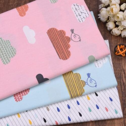 Birds Cloud Raindrop DIY Sewing Quilting Fat Quarters For Baby Dress Sheets Tissus 100% Cotton Twill Fabric,Patchwork Clothes