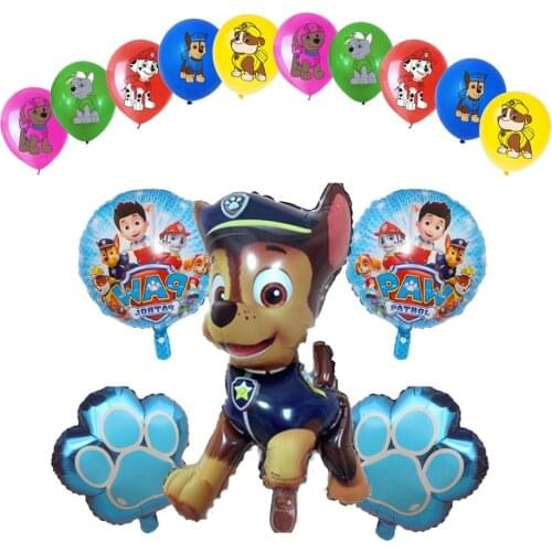 15pcs Paw Patrol Foil Balloons Chase Marshall Sky Rubble Latex Balloon Figure Boys Girls Birthday Party Deco Gift Toys For Child