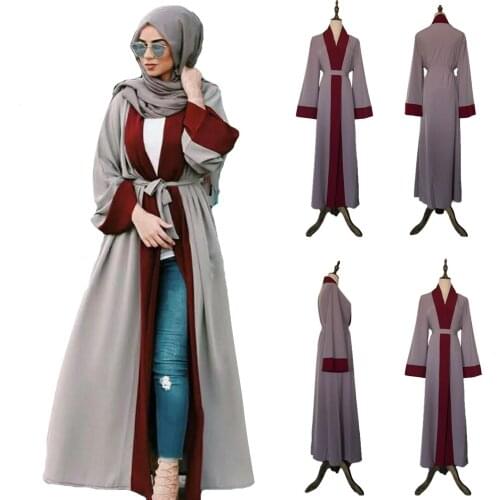 Vintage Abaya Dubai Maxi Dress Muslim Kimono Jilbab Open Front Robe Women Long Sleeve Cardigan Islamic Party Gown Robe Caftan