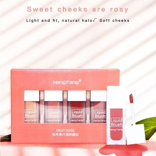 4pcs/set Juice Liquid Blush Set Lip Cheek Dual Purpose Natural Brightening Lip Gloss Rouge Natural Long Lasting Cosmetics TSLM1