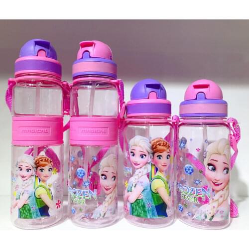 1pcs 350-500ml Disney Children cartoon Frozen Elsa straw cup girl boy kettle anti-scalding bottle Lanyard cup Leak-proof drop