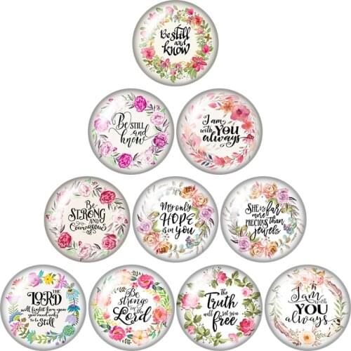Beauty Flowers Hope Love Motto 10pcs mixed 12mm/16mm/18mm/25mm Round photo glass cabochon demo flat back Making findings ZB0955