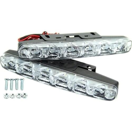 2x Xenon White 6 LED Super Bright DRL Daytime Running Driving Lights Fog Lamps