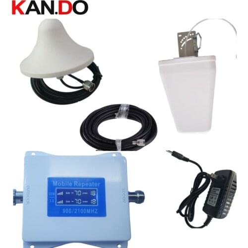 2G+3G repeater with cable and antenna 22 dbm 65dbi LCD display dual bands GSM 3g booster repeater DCS 900 2100mhz 3g booster