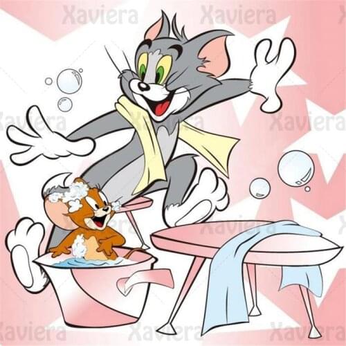 Diamond Painting 5D DIY Cartoon Character Cat and Mouse Embroidery Cross Stitch Art Craft Full Rhinestone Home Decor Unframed