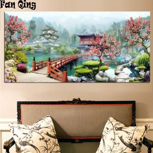 5D DIY Diamond Painting Chinese style garden architecture Diamond Mosaic Cross stitch Square/round diamond Home Decor Picture