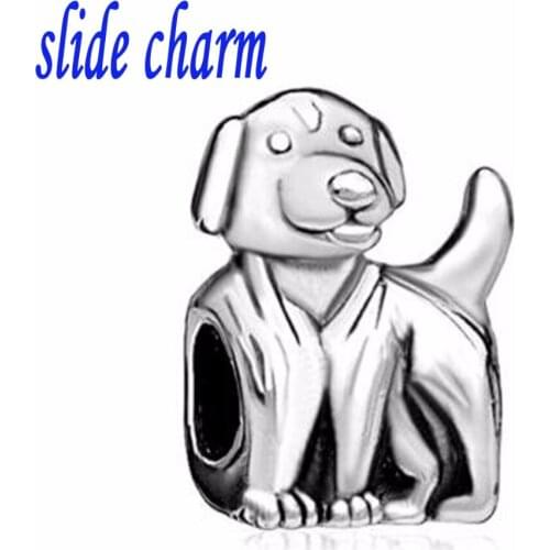 Slide charm Free shipping my cute dog charm beads fit Pandora bracelet
