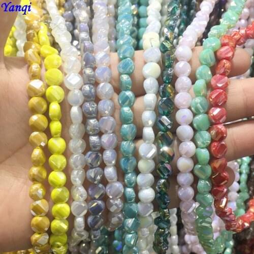 8mm Solid Color Faceted Glass Twisted Beads Flat Round Crystal Austria Beads for Jewelry Making DIY Earrings Necklace Findings