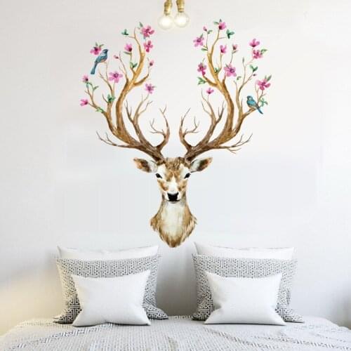 Candiway SIKA Deer Wall Sticker Home Decor Nursery Wall Decal Poster Art Deco poster Living Room Home 60*90 cm Stickers NE041