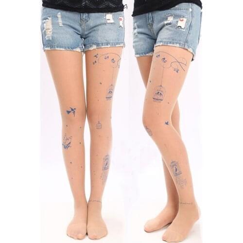 Sexy Tattoo Hosiery Cute Patterns Pantyhose Stockings Long Stocking for Women Spring Summer TIGHT Clothing Accessory