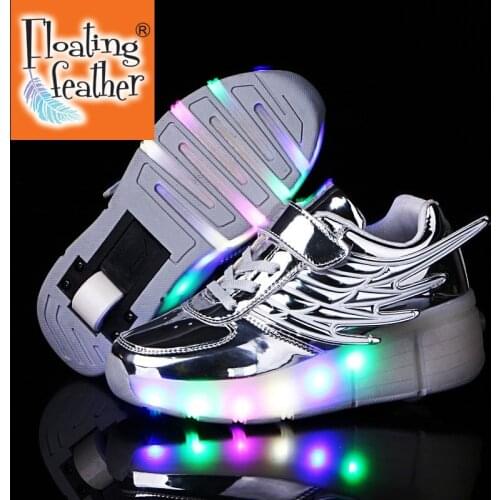2021 New Glowing Sneakers with Rollers Luminous Sneakers for Children on Small Wheels Led Slippers for Girl Light Up Shoes