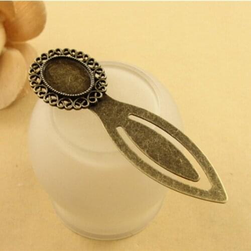 To fit 20mm round cabochon antique bronze plated vintage style crown bookmark tray settings 20 PCS