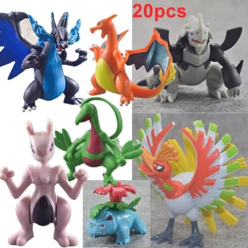 Takara Tomy 20pcs Pokemon XY Dolls 8CM Pocket Monsters Pikachu Charizard Evolution Charizardite Doll Kids Gifts