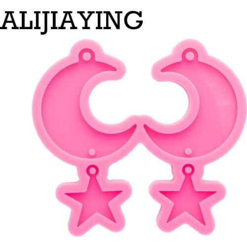 DY0924 Glossy Stars Moon Earrings Mold, Epoxy Resin Molds , Molds Silicone Crafts, Silicone Molds for Resin Art