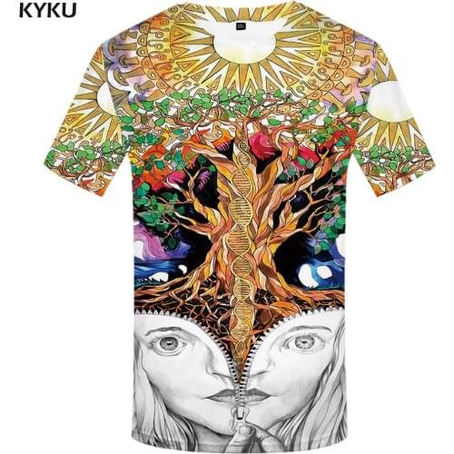 KYKU skull tshirt men Psychedelic T shirts Tree 3d t-shirt Metal Print t shirt Funny T shirts Hip hop Harajuku Mens Clothing New